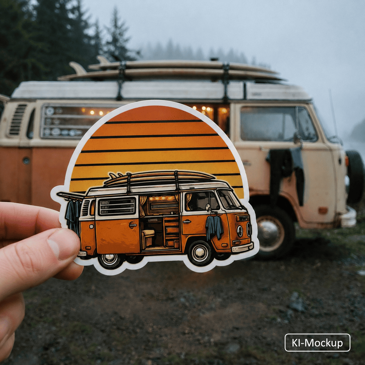 Personalisierte Blasenfreie Aufkleber Retro-Style