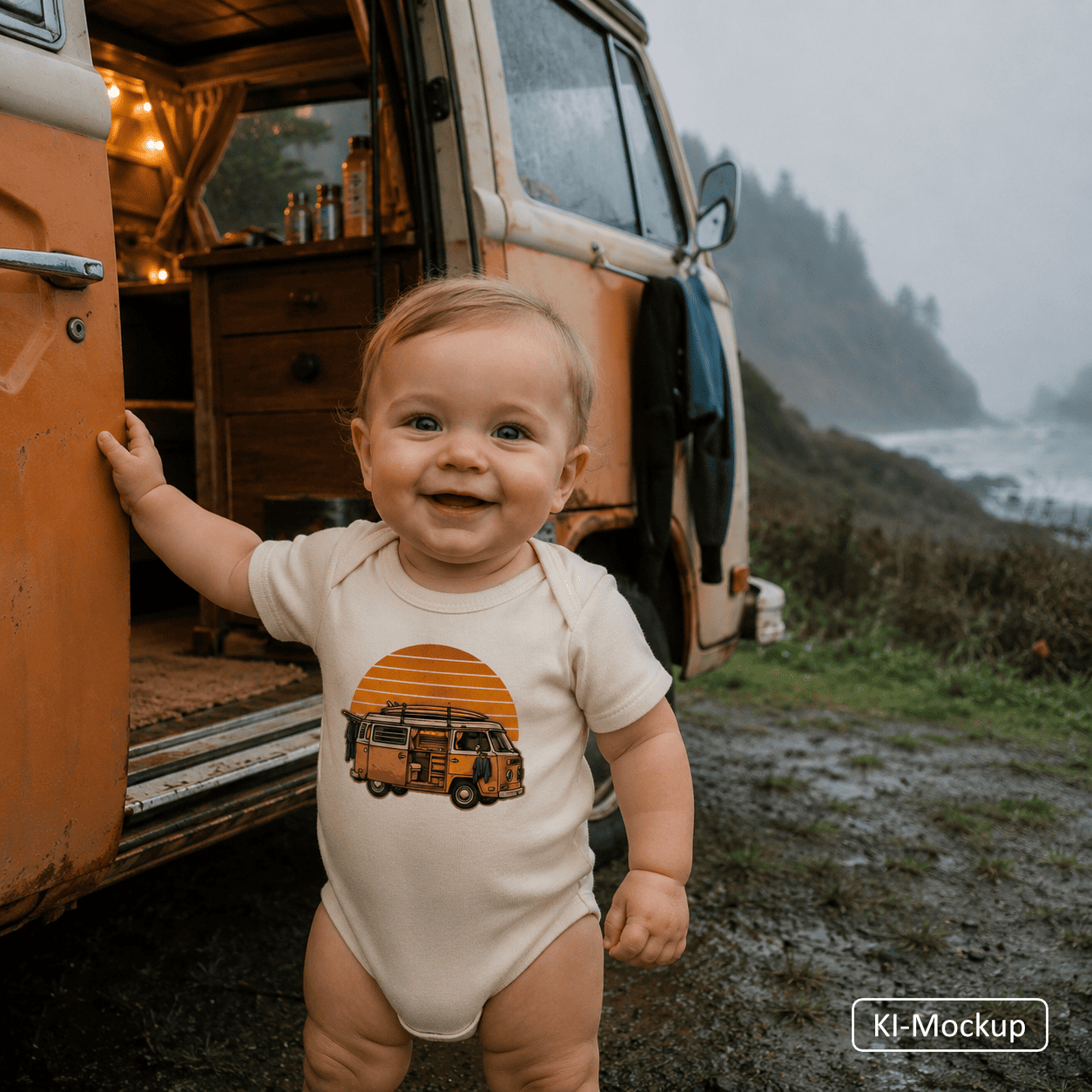Personalisierter Babybody Retro-Style