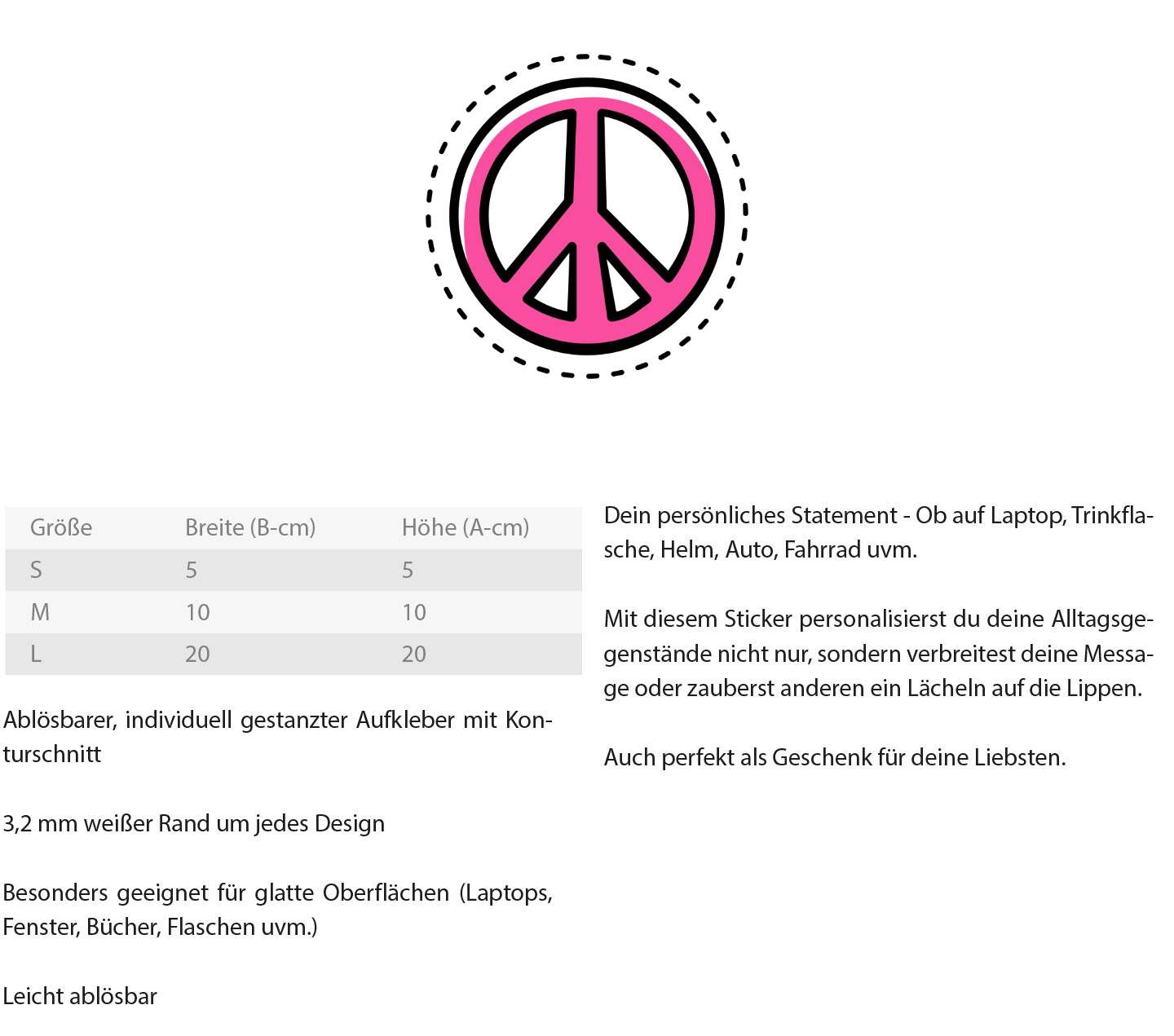 Peace & Pink – Freiheit im Herzen - Sticker