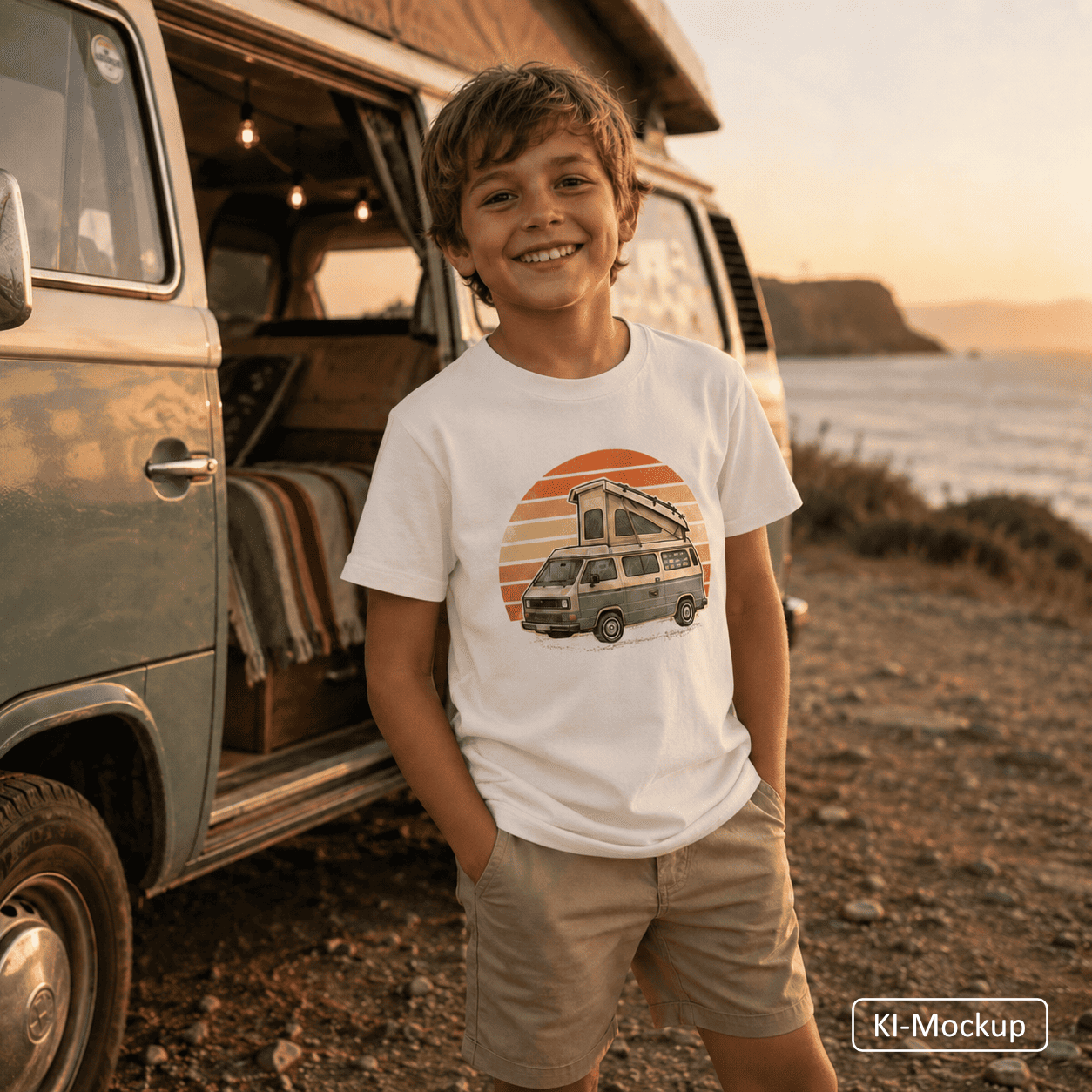Personalisiertes Bio Baumwoll T-Shirt für Kinder Retro-Style
