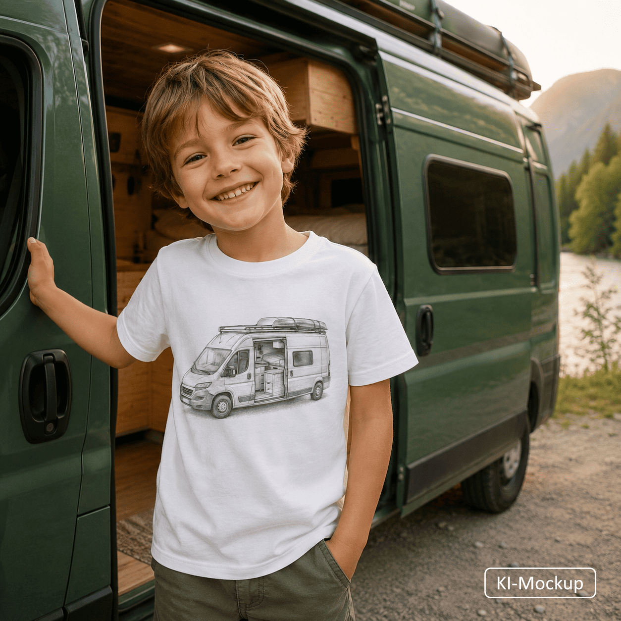 Personalisiertes Bio-Baumwoll-T-Shirt für Kinder Sketch-Style