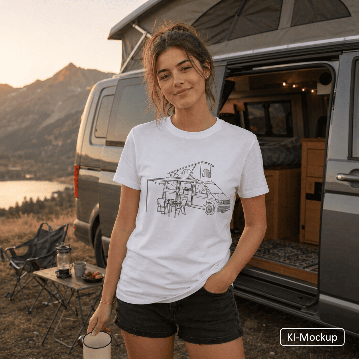 Personalisiertes Klassisches T-Shirt für Jugendliche Lineart-Style