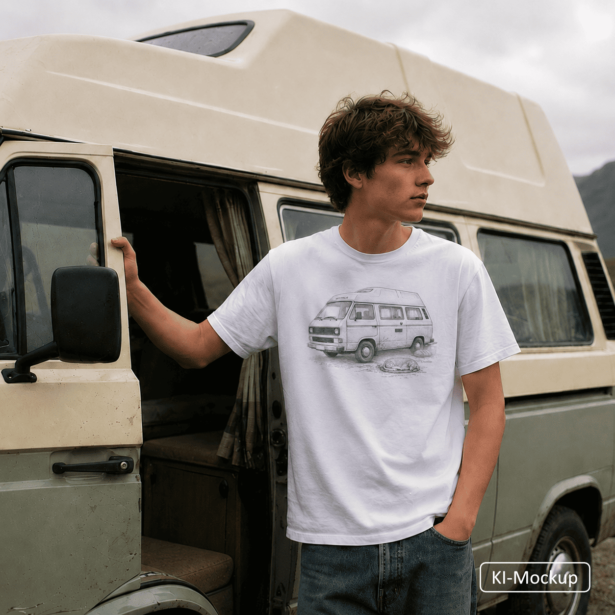 Personalisiertes Klassisches T-Shirt für Jugendliche Sketch-Style