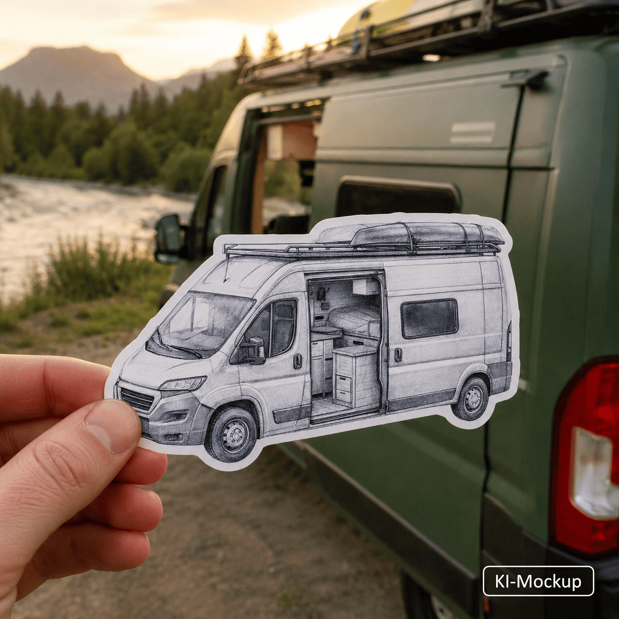 Personalisierte Blasenfreie Aufkleber Sketch-Style