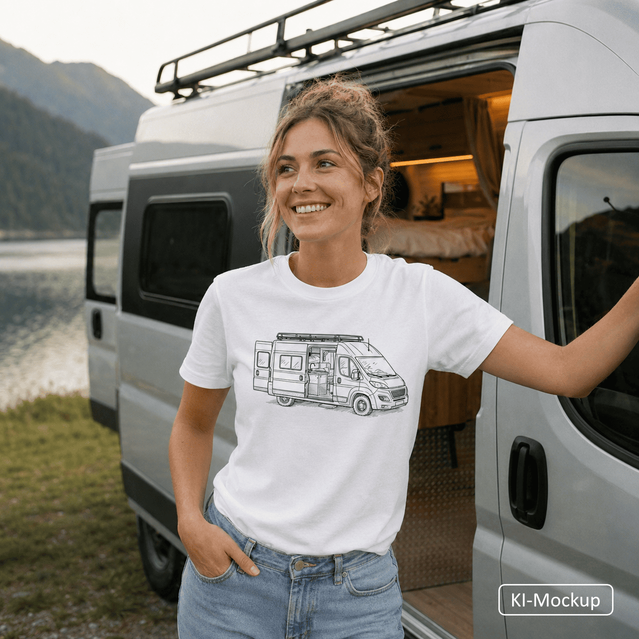 Personalisiertes Unisex Bio Baumwoll T-Shirt Lineart-Style
