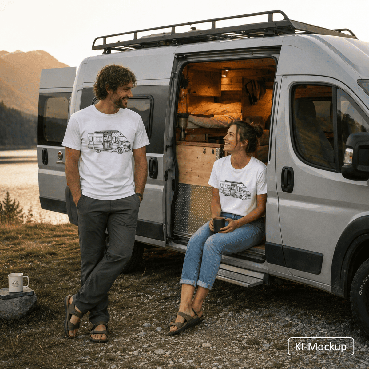 Personalisiertes Unisex Bio Baumwoll T-Shirt Lineart-Style