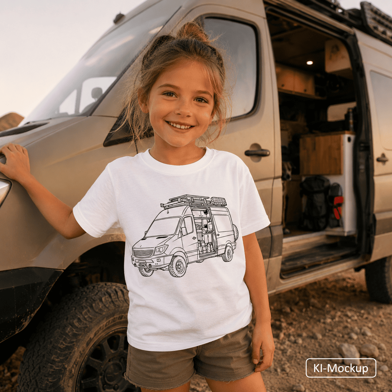Personalisiertes Bio Baumwoll T-Shirt für Kinder Lineart-Style