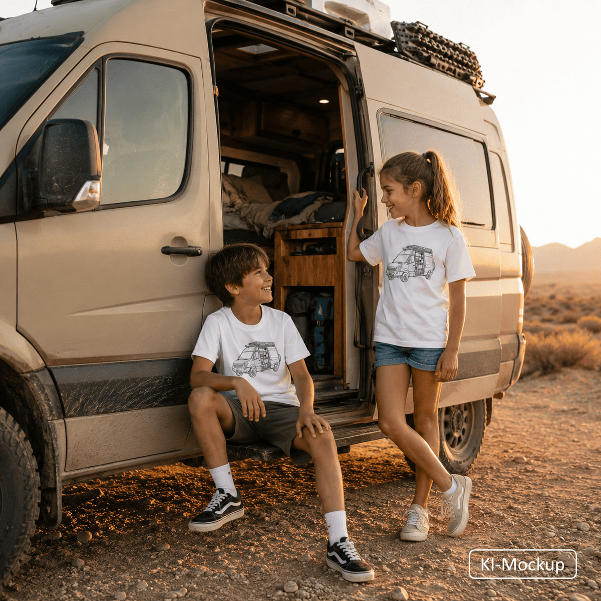 Personalisiertes Bio Baumwoll T-Shirt für Kinder Lineart-Style