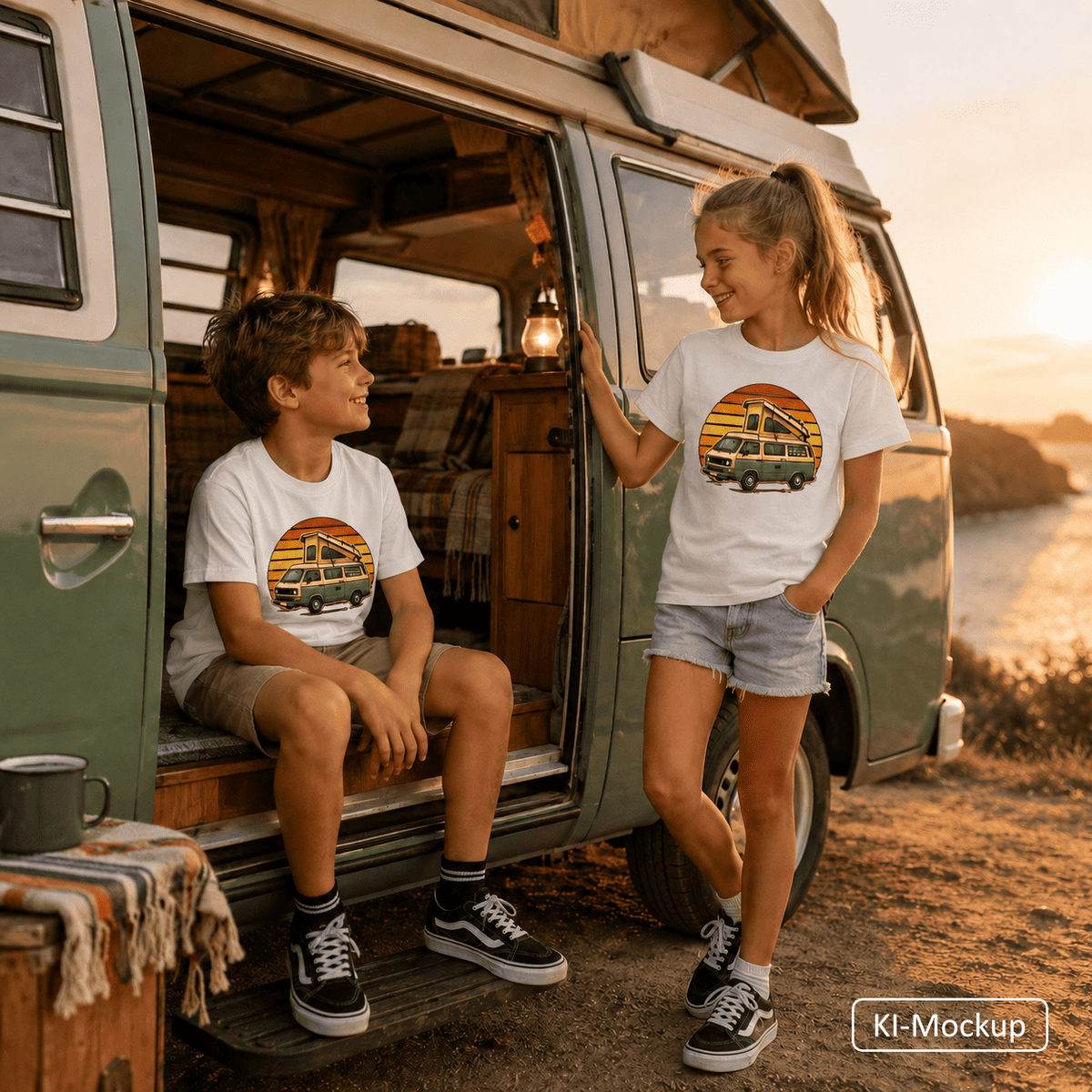 Personalisiertes Bio Baumwoll T-Shirt für Kinder Retro-Style