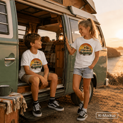 Personalisiertes Bio Baumwoll T-Shirt für Kinder Retro-Style
